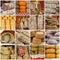 Collage with traditional typical italian sausages