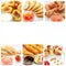 Collage of various fast food products on white background