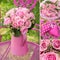 Collage of various pictures of pink roses