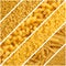 Collage of various raw dry yellow pasta.Collage of various raw dry yellow pasta. Fusilli, macaroni pipe, cavatappi pasta, small