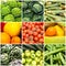 Collage of vegetables and fruits, concept of health and wellness. Vegan diet.