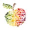 Collage from vegetables and fruits in the shape of apple, isolated