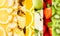 Collage of vertical stripes with fresh fruits