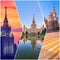 Collage of vibrant views of famous Russian university