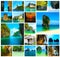 The collage of views of tropical landscape. Railay beach, Krabi, Thailand