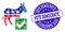Collage Vote Democratic Icon with Grunge Vote Democratic Stamp