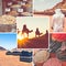 Collage of Wadi Rum Desert - Red Desert  Jordan  - travel background my photos