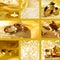 Collage of wedding motives in gold