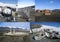 Collage of whale bones and whaling boats Antarctica