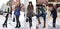 Collage winter fashion. Young beautiful women