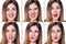 Collage of woman with different expressions