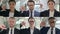 Collage of Young Business People Showing Thumbs Down Sign