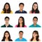 Collage of young Indian/Asian men and women portraits.