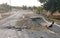 Collapsed asphalt road