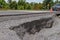 Collapsed Asphalt Road Cracked.