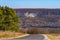 A collapsed part of the rock above the village, a broken piece of limestone mountain. Background with copy space