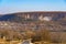 A collapsed part of the rock above the village, a broken piece of limestone mountain. Background with copy space