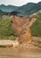 Collapsed shoreline with landslide on Yangtze River, China