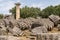 Collapsed Temple of Zeus at the site of the first Olympics at Olympia in Greece