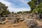 Collapsed Temple of Zeus at the site of the first Olympics at Olympia in Greece