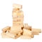 Collapsed wooden blocks tower