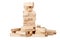 Collapsed wooden blocks tower