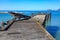 Collapsing end of the old wharf at Tokomaru Bay, New Zealand