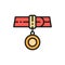 Collar with address, medallion flat color icon.