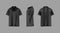Collar shirt template set, front, side, back view mockup.