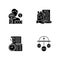 Collateral-based loans black glyph icons set on white space