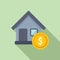 Collateral house buy icon flat vector. Bank support finance