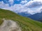 Colle Del Puriac - Scenic alpine hiking trail with panoramic view of mountains and hills in valley Valle Stura