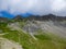 Colle Del Puriac - Scenic alpine hiking trail with panoramic view of mountains and hills in valley Valle Stura