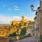 Colle Val d`Elsa street, church and old town view. Siena, Tuscany, Italy