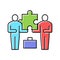 colleagues company puzzle color icon vector illustration