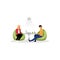 Colleagues have rest flat vector illustration. Coworkers, employees at lounge zone. Office workers, managers drinking tea cartoon