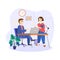 Colleagues illustration. The onboarding process concept, an employee assisting a new colleague in acclimating to their