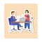 Colleagues sticker illustration. The onboarding process concept, an employee assisting a new colleague in acclimating to