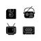 Collectible vintage stuff black glyph icons set on white space