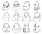 Collection of 12 vector illustrations of female bags