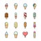 Collection of 16 vector ice creams.