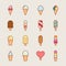 Collection of 16 vector ice creams.