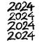 Collection of 2024 number. Set hand drawn 2024