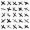Collection of 25 hand painted X marks isolated on a white background
