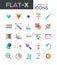 Collection of 25 modern multicolored pictograms in flat style