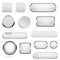 Collection of 3d buttons. White glass and plastic buttons