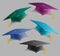 Collection 3D Education Caps. Set of Realistic Graduation student hats. Graduate ceremony. Isolated caps in different colors. Jpeg