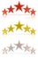 Collection of 3D rendering of five red, gold and white stars