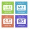 Collection of 4 multicolored gift vouchers with 15, 20, 30, 40% sale