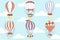 A collection of 6 illustrations of balloons soaring